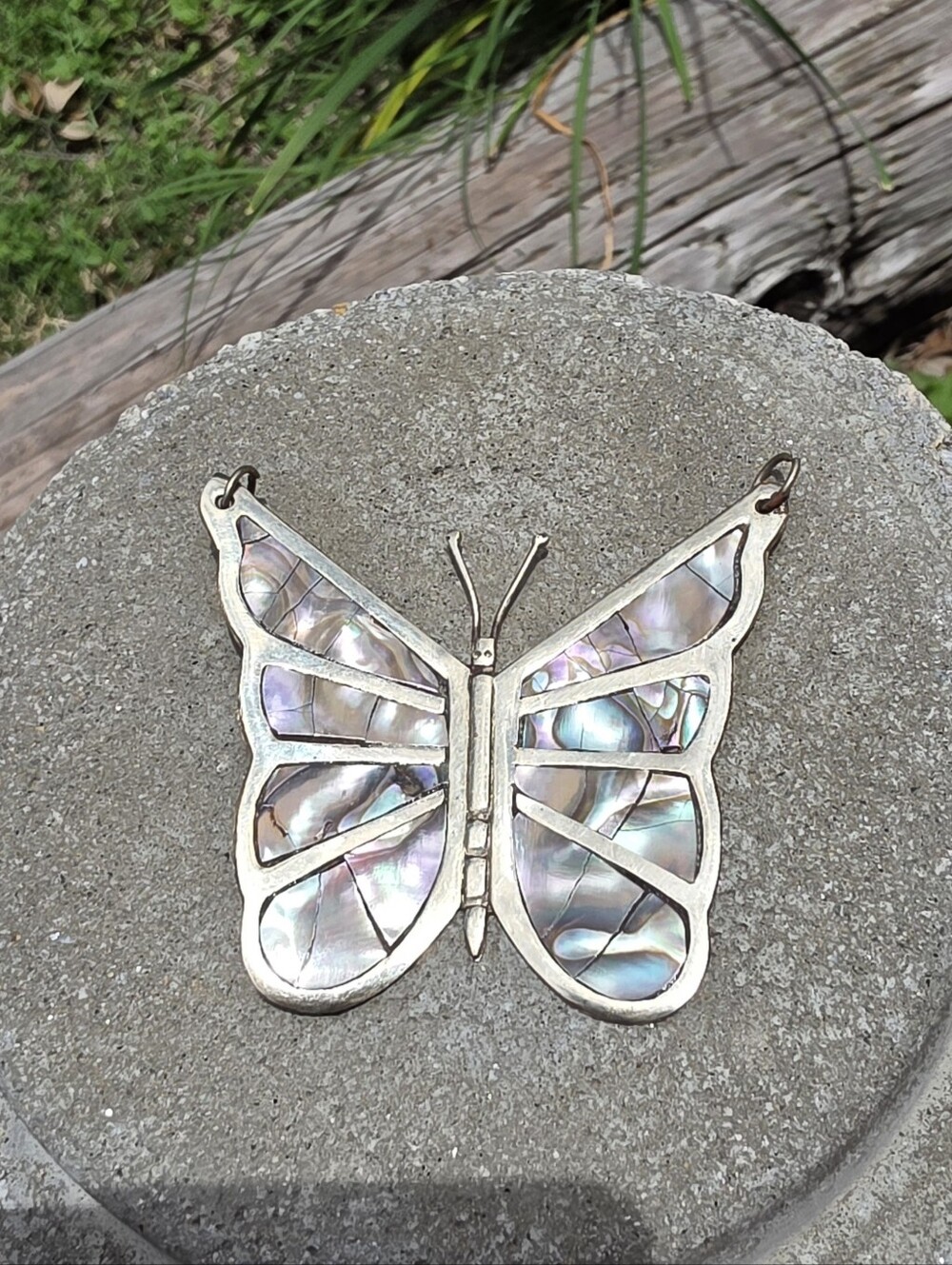 Vintage 60s Large Butterfly Pendant Handcrafted in México Boho Western Native